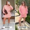 imageEXLURA Women 2 Piece Set Airport Outfit 2025 Fall Skirt Sets Cotton Travel Sweat Suit Casual Lounge Crewneck Sweatshirt SkortPink