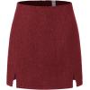 imageEXLURA Womens Fashion Faux Wool Mini Skirt High Waisted Y2K Trendy Side Slit Tweed Plaid Skirts 2025 Fall Winter OutfitsDark Red