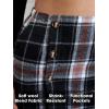 imageEXLURA Womens Faux Wool Plaid Mini Skirt Elastic High Waisted Tweed Skirts Button Bodycon Skirt Fall Winter Outfit PocketBlack Orange Plaid