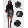 imageEXLURA Womens Faux Wool Plaid Mini Skirt Elastic High Waisted Tweed Skirts Button Bodycon Skirt Fall Winter Outfit PocketBlack Plaid