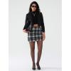 imageEXLURA Womens Faux Wool Plaid Mini Skirt Elastic High Waisted Tweed Skirts Button Bodycon Skirt Fall Winter Outfit PocketBlack Plaid