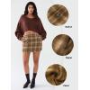 imageEXLURA Womens Faux Wool Plaid Mini Skirt Elastic High Waisted Tweed Skirts Button Bodycon Skirt Fall Winter Outfit PocketBrown Plaid