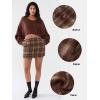 imageEXLURA Womens Faux Wool Plaid Mini Skirt Elastic High Waisted Tweed Skirts Button Bodycon Skirt Fall Winter Outfit PocketCoffee Plaid
