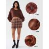 imageEXLURA Womens Faux Wool Plaid Mini Skirt Elastic High Waisted Tweed Skirts Button Bodycon Skirt Fall Winter Outfit PocketRed Plaid