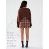 imageEXLURA Womens Faux Wool Plaid Mini Skirt Elastic High Waisted Tweed Skirts Button Bodycon Skirt Fall Winter Outfit PocketRed Plaid