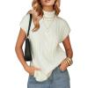 imageEXLURA Womens Turtleneck Sleeveless Sweater Vest Casual Short Cap Sleeve Knit Pullover Tank Tops 2025 Fashion Fall ClothesWhite