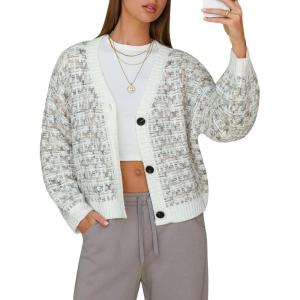 imageEXLURA Womens Chunky Knit Open Front Cardigan Sweaters Long Sleeve Tweed Sweater Jacket Fall Winter Outerwear Coats 2025Coffee Grey