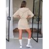 imageEXLURA Women Two Piece Set Cotton Sweatsuit Travel Airport Outfits Fall Tracksuit Hooded Sweatshirt Cargo Skort Skirt PocketsApricot