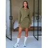 imageEXLURA Women Two Piece Set Cotton Sweatsuit Travel Airport Outfits Fall Tracksuit Hooded Sweatshirt Cargo Skort Skirt PocketsArmy Green