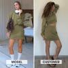 imageEXLURA Women Two Piece Set Cotton Sweatsuit Travel Airport Outfits Fall Tracksuit Hooded Sweatshirt Cargo Skort Skirt PocketsArmy Green