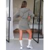imageEXLURA Women Two Piece Set Cotton Sweatsuit Travel Airport Outfits Fall Tracksuit Hooded Sweatshirt Cargo Skort Skirt PocketsGrey