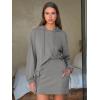 imageEXLURA Women Two Piece Set Cotton Sweatsuit Travel Airport Outfits Fall Tracksuit Hooded Sweatshirt Cargo Skort Skirt PocketsGrey