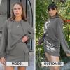 imageEXLURA Women Two Piece Set Cotton Sweatsuit Travel Airport Outfits Fall Tracksuit Hooded Sweatshirt Cargo Skort Skirt PocketsGrey