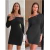 imageEXLURA Womens 2025 Fall Off Shoulder Bodycon Sweater Dress Ribbed Long Sleeve Pullover Club Party Sexy Winter Mini DressesBlack