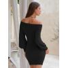 imageEXLURA Womens 2025 Fall Off Shoulder Bodycon Sweater Dress Ribbed Long Sleeve Pullover Club Party Sexy Winter Mini DressesBlack