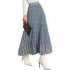 imageEXLURA Womens Floral Printed Chiffon Elastic High Waist Pleated Long Maxi Skirt