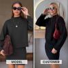 imageEXLURA Womens 2 Piece Outfits Casual Sweater Dress Sets Long Sleeve Mock Neck Ribbed Knit Tops Bodycon Skirts Winter ClothesBlack