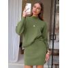 imageEXLURA Womens 2 Piece Outfits Casual Sweater Dress Sets Long Sleeve Mock Neck Ribbed Knit Tops Bodycon Skirts Winter ClothesGreen