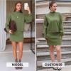 imageEXLURA Womens 2 Piece Outfits Casual Sweater Dress Sets Long Sleeve Mock Neck Ribbed Knit Tops Bodycon Skirts Winter ClothesGreen
