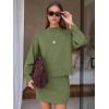 imageEXLURA Womens 2 Piece Outfits Casual Sweater Dress Sets Long Sleeve Mock Neck Ribbed Knit Tops Bodycon Skirts Winter ClothesGreen