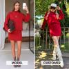 imageEXLURA Womens 2 Piece Outfits Casual Sweater Dress Sets Long Sleeve Mock Neck Ribbed Knit Tops Bodycon Skirts Winter ClothesRed