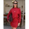 imageEXLURA Womens 2 Piece Outfits Casual Sweater Dress Sets Long Sleeve Mock Neck Ribbed Knit Tops Bodycon Skirts Winter ClothesRed