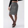 imageEXLURA Womens Fall Bodycon Sexy Leopard Pencil Skirt Elastic High Waisted Midi Skirt Knee Length with Button Slit 2025Grey