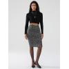 imageEXLURA Womens Fall Bodycon Sexy Leopard Pencil Skirt Elastic High Waisted Midi Skirt Knee Length with Button Slit 2025Grey