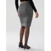 imageEXLURA Womens Fall Bodycon Sexy Leopard Pencil Skirt Elastic High Waisted Midi Skirt Knee Length with Button Slit 2025Grey