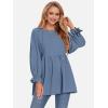imageEXLURA Womens Fall Long Sleeve Loose Blouses Swiss Dot Babydoll Shirts Dressy Casual Peplum Tunic Tops Trendy Outfits 2025Dark Blue
