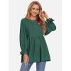 imageEXLURA Womens Fall Long Sleeve Loose Blouses Swiss Dot Babydoll Shirts Dressy Casual Peplum Tunic Tops Trendy Outfits 2025Dark Green