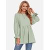imageEXLURA Womens Fall Long Sleeve Loose Blouses Swiss Dot Babydoll Shirts Dressy Casual Peplum Tunic Tops Trendy Outfits 2025Grey Green