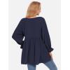 imageEXLURA Womens Fall Long Sleeve Loose Blouses Swiss Dot Babydoll Shirts Dressy Casual Peplum Tunic Tops Trendy Outfits 2025Navy Blue