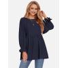 imageEXLURA Womens Fall Long Sleeve Loose Blouses Swiss Dot Babydoll Shirts Dressy Casual Peplum Tunic Tops Trendy Outfits 2025Navy Blue