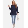 imageEXLURA Womens Fall Long Sleeve Loose Blouses Swiss Dot Babydoll Shirts Dressy Casual Peplum Tunic Tops Trendy Outfits 2025Navy Blue