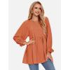 imageEXLURA Womens Fall Long Sleeve Loose Blouses Swiss Dot Babydoll Shirts Dressy Casual Peplum Tunic Tops Trendy Outfits 2025Orange Red