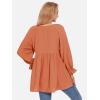 imageEXLURA Womens Fall Long Sleeve Loose Blouses Swiss Dot Babydoll Shirts Dressy Casual Peplum Tunic Tops Trendy Outfits 2025Orange Red