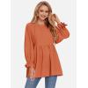 imageEXLURA Womens Fall Long Sleeve Loose Blouses Swiss Dot Babydoll Shirts Dressy Casual Peplum Tunic Tops Trendy Outfits 2025Orange Red
