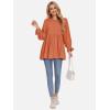 imageEXLURA Womens Fall Long Sleeve Loose Blouses Swiss Dot Babydoll Shirts Dressy Casual Peplum Tunic Tops Trendy Outfits 2025Orange Red