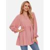 imageEXLURA Womens Fall Long Sleeve Loose Blouses Swiss Dot Babydoll Shirts Dressy Casual Peplum Tunic Tops Trendy Outfits 2025Pink