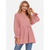 imageEXLURA Womens Fall Long Sleeve Loose Blouses Swiss Dot Babydoll Shirts Dressy Casual Peplum Tunic Tops Trendy Outfits 2025Pink