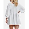 imageEXLURA Womens Fall Long Sleeve Loose Blouses Swiss Dot Babydoll Shirts Dressy Casual Peplum Tunic Tops Trendy Outfits 2025White