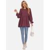 imageEXLURA Womens Fall Long Sleeve Loose Blouses Swiss Dot Babydoll Shirts Dressy Casual Peplum Tunic Tops Trendy Outfits 2025Wine Red