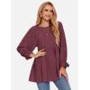 imageEXLURA Womens Fall Long Sleeve Loose Blouses Swiss Dot Babydoll Shirts Dressy Casual Peplum Tunic Tops Trendy Outfits 2025Wine Red