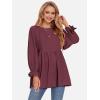 imageEXLURA Womens Fall Long Sleeve Loose Blouses Swiss Dot Babydoll Shirts Dressy Casual Peplum Tunic Tops Trendy Outfits 2025Wine Red