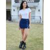 imageEXLURA Womens Mini Denim Skirt High Waisted Stretchy Jean Skirts with Slit Trendy Casual Slim Fit Short SkirtsBlue