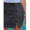 imageEXLURA Womens Mini Denim Skirt High Waisted Stretchy Jean Skirts with Slit Trendy Casual Slim Fit Short SkirtsGrey