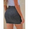 imageEXLURA Womens Mini Denim Skirt High Waisted Stretchy Jean Skirts with Slit Trendy Casual Slim Fit Short SkirtsGrey