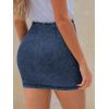 imageEXLURA Womens Mini Denim Skirt High Waisted Stretchy Jean Skirts with Slit Trendy Casual Slim Fit Short SkirtsLight Blue