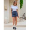 imageEXLURA Womens Mini Denim Skirt High Waisted Stretchy Jean Skirts with Slit Trendy Casual Slim Fit Short SkirtsLight Blue